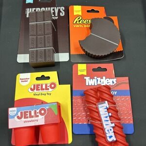 Lot Of 4 Dog Toys Reese's Peanut Butter Cup, Jello, Twizzlers, Hersheys Bar